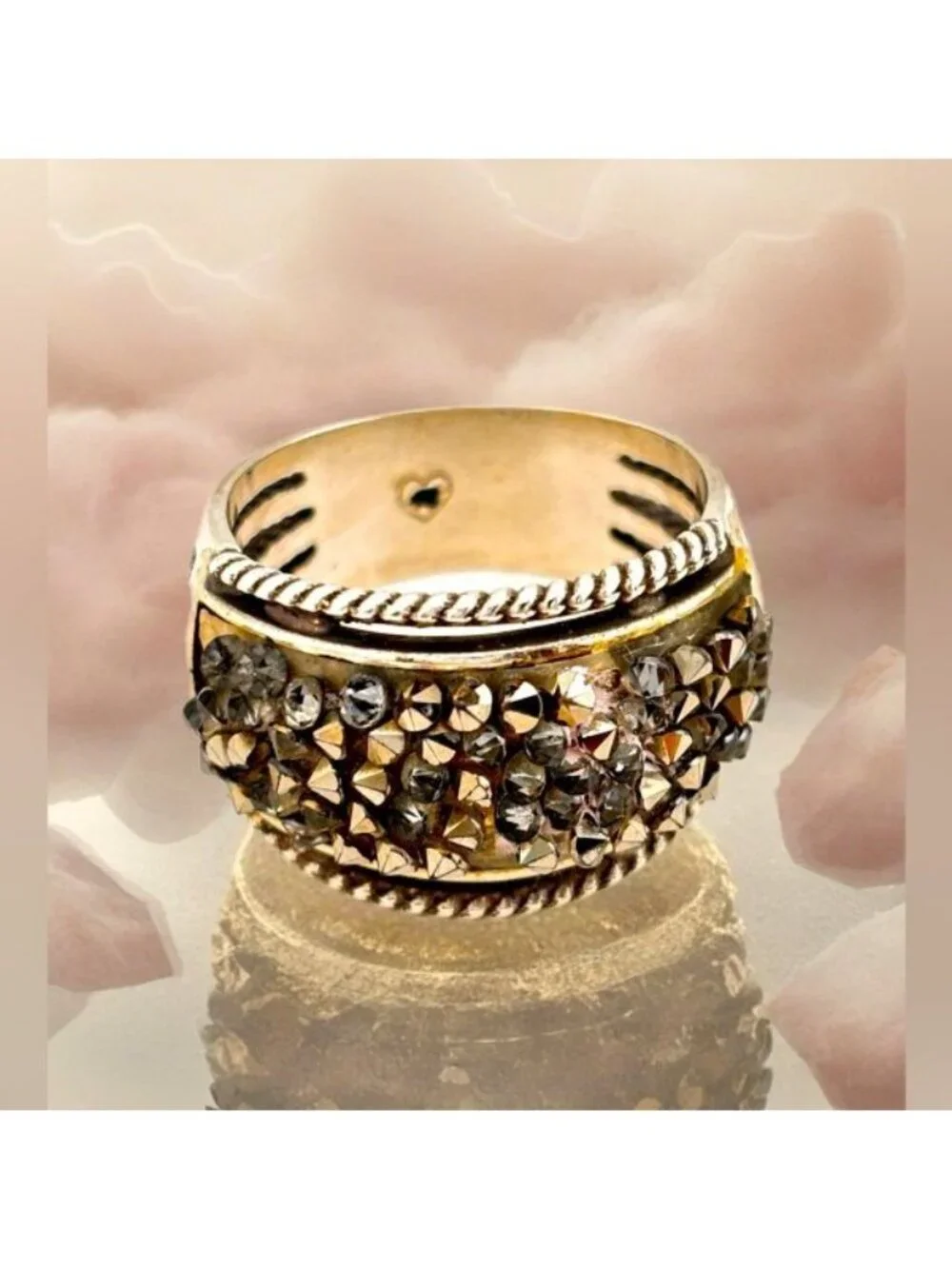 BRIGHTON | Crystal Rocks Marcasite Cocktail Ring | Size 9 Sparkle
